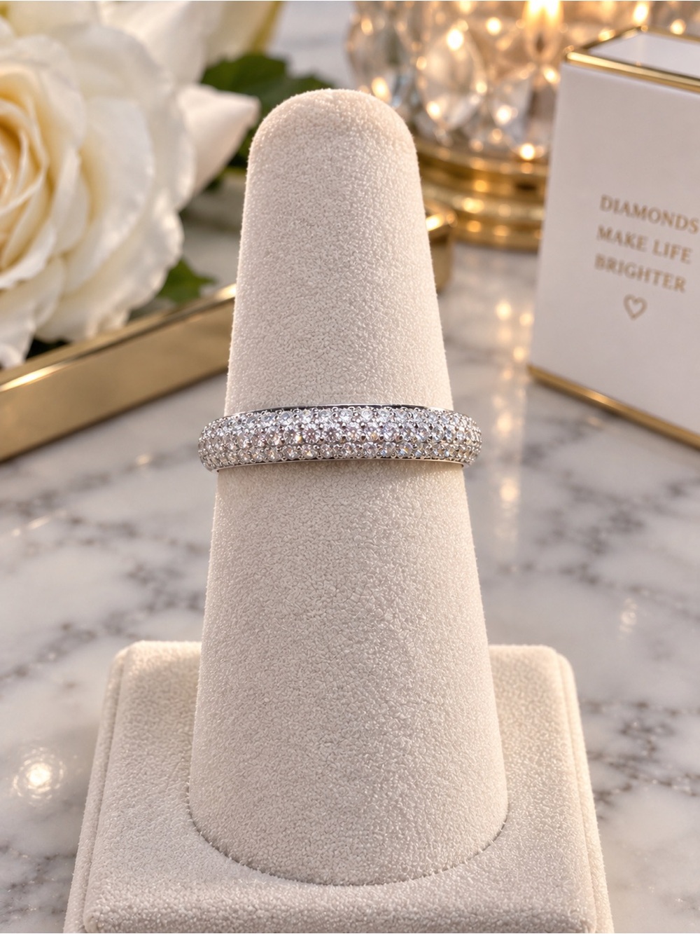 0.40 CTW Lab Grown Diamond Half Eternity Pavé Band Ring Size 8 NWT